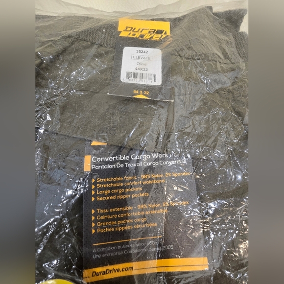DuraDrive FlexPro Cargo Work Pants Olive Green Elevate Construction 44x32 - Picture 3 of 15